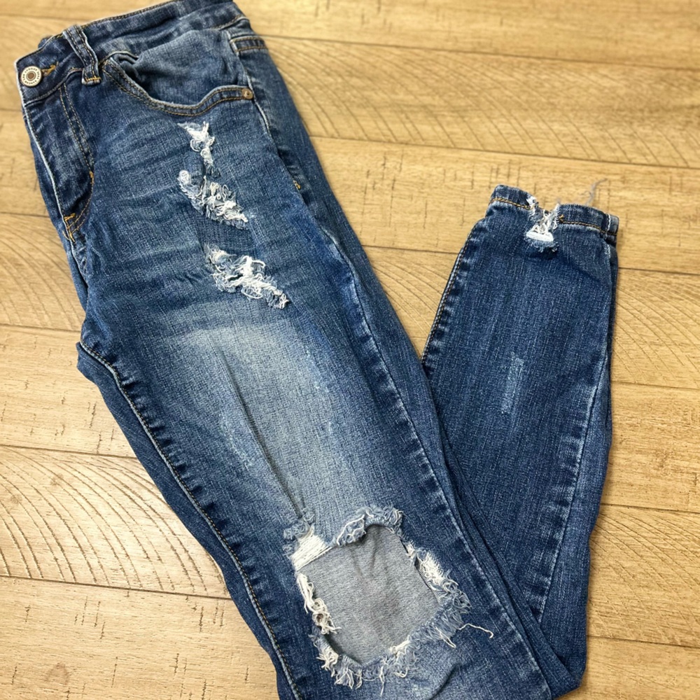 KanCan Ripped Denim Blue Jeggings